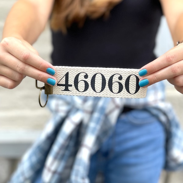 CUSTOM ZIP CODE Keychain, Encouraging Keychain, Canvas Key Wristlet, Key Fob, Inspirational Words, Christian Gift, Keychain, Faith, Truth