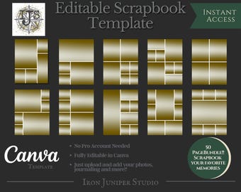 6x8 Canva Editable Templates | Editable Scrapbooking Template | Canva Digital Photo Collage | Editable & Customizable | Digital Scrapbook