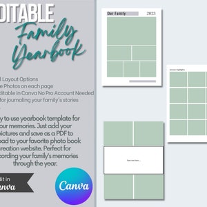 8.5x11 Canva Editable Family Yearbook Template | Editable Scrapbooking Template | Canva Digital Photo Album| Digital Scrapbook | Canva