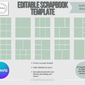 7x8.5 Canva Editable Templates | Editable Scrapbooking Template | Canva Digital Photo Collage | Editable & Customizable | Digital Scrapbook