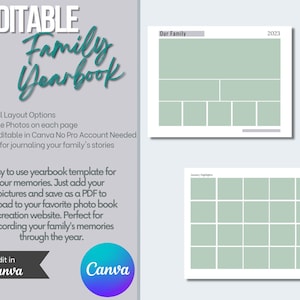 11x8.5 Canva Editable Family Yearbook Template | Editable Scrapbooking Template | Canva Digital Photo Album| Digital Scrapbook | Canva