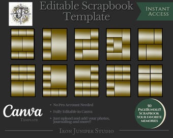 Szablon Canva do fotoksiążki 8,5 x 11 | 50-stronicowy edytowalny album pamiątkowy | Minimalistyczny szablon albumu ze zdjęciami | Rodzinna fotoksiążka | Album do druku