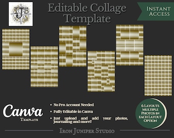 Large Photo Collage Template Bundle 24x36 | 6 Canva Templates | Photo Grid Posters | Editable Memory Board | Graduation, Wedding Collage