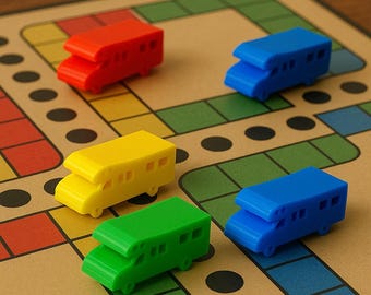 Motorhome Game Pieces for Board Games – Camper Figure Set | 3D Printed Game Pieces in 4 Colors