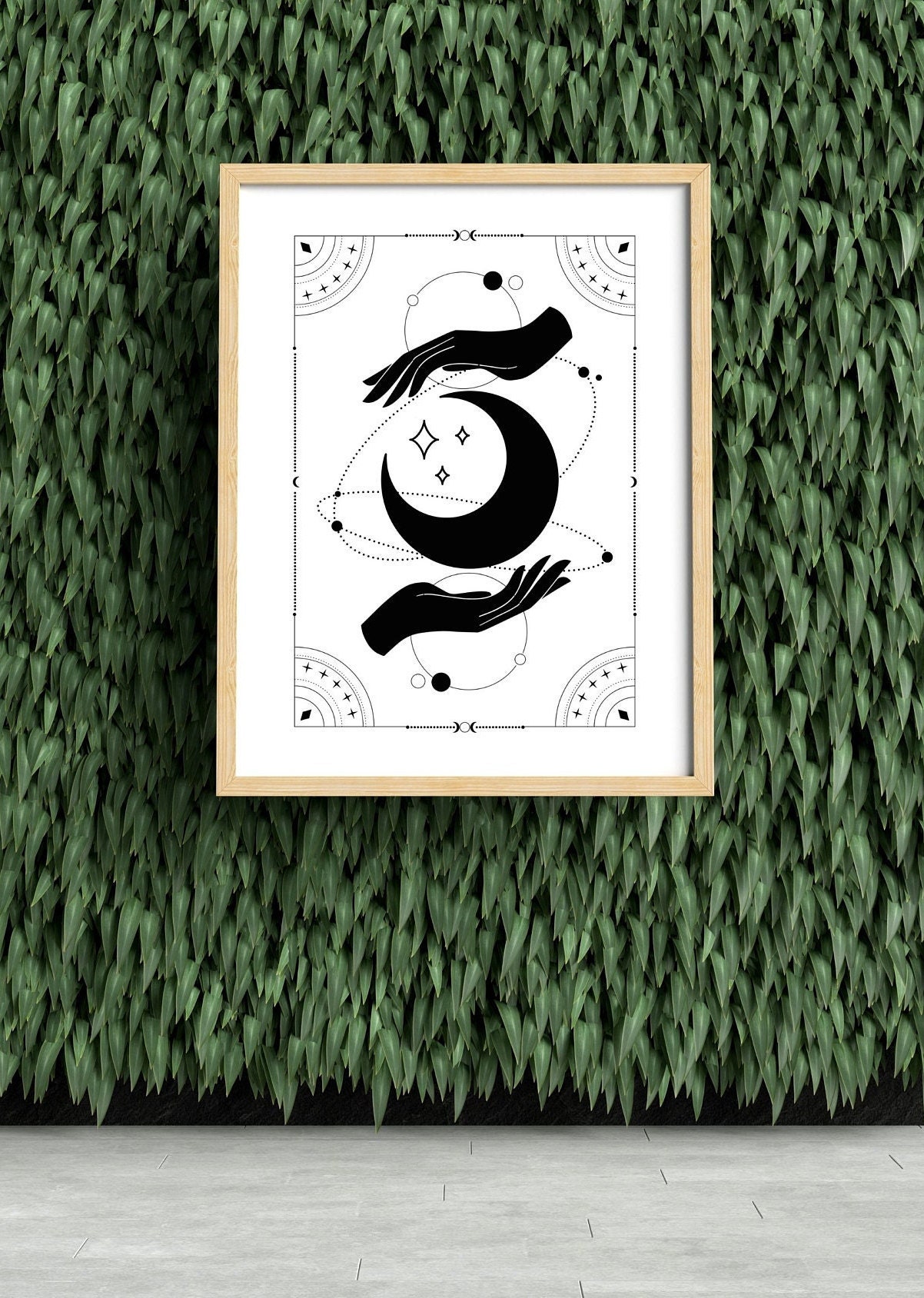 Celestial Mystic Moon Stars Zodiac Print, Femme Boho Witch