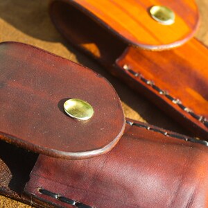 Leather Buck 110 Pocket Knife Sheath - Genuine Leather - Handcrafted Leather Knife Sheath - Belt Loop - Belt Sheath