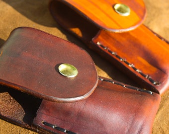 Leather Buck 110 Pocket Knife Sheath - Genuine Leather - Handcrafted Leather Knife Sheath - Belt Loop - Belt Sheath
