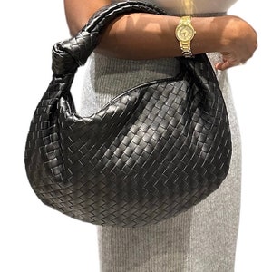 Woven Tote Leather Bag, Luxury Handbag Gift, Faux Leather Hobo Bag, Leather Clutch, Minimalist Women Handbag, Knot Woven Bag, Retro Handbag