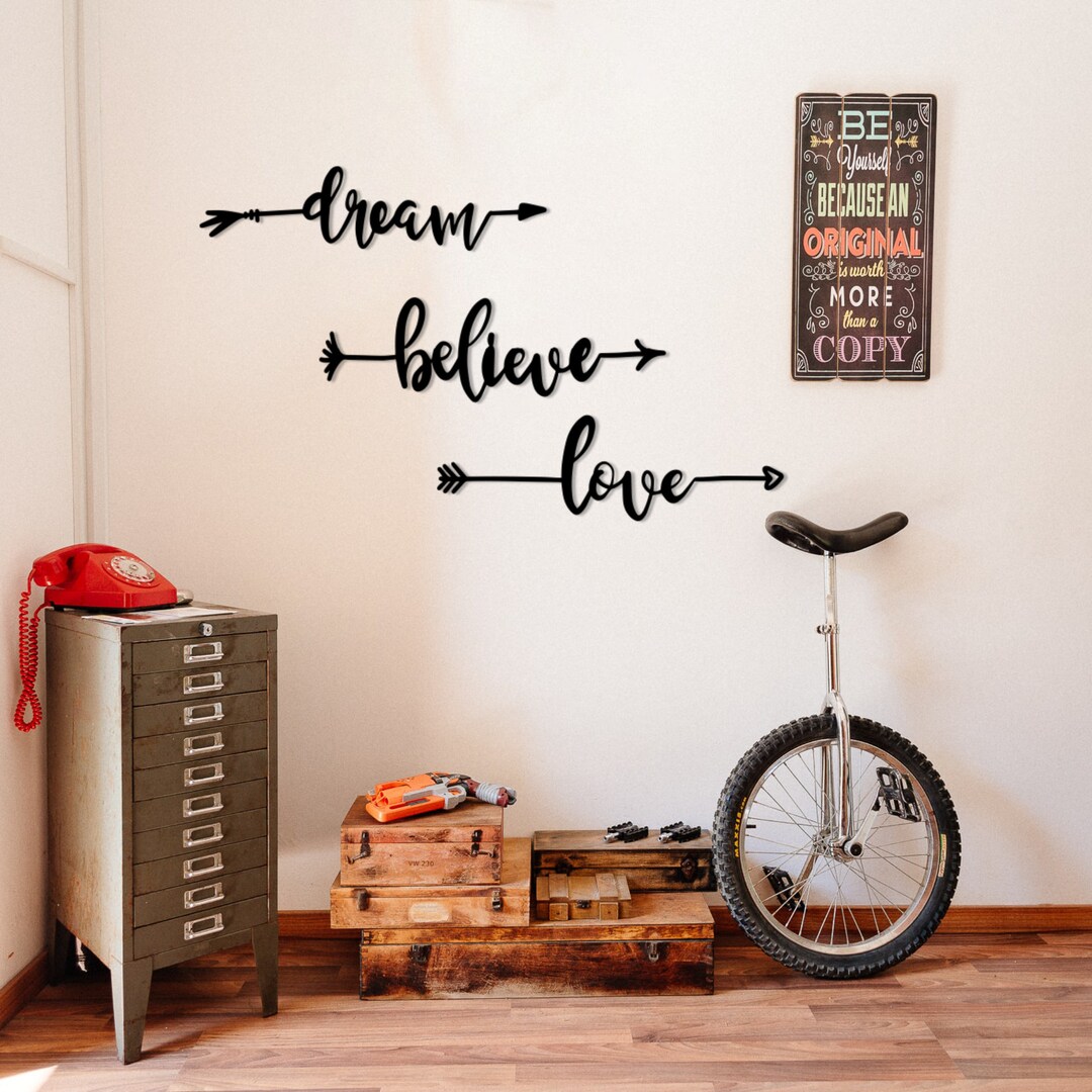 Metal Wall Art | Love Believe Dream Wall Decor | - Etsy