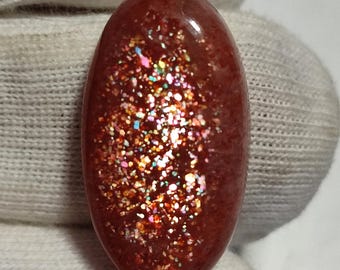Natuurlijke regenboogconfetti-raster zonnesteen cabochon uit Tanzania,glad gepolijst||maat=23×12×7||gewichten=16 karaat||Losse edelsteen