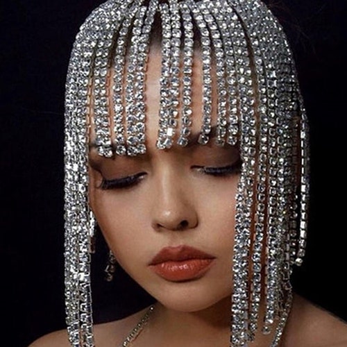 Crystal Tassel Head Jewelry Hair Chain Rhinestone Prom Etsy