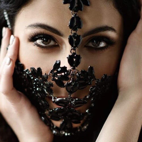 Black Crystal Full Face Mask Halloween Mask Masquerade Mask Etsy