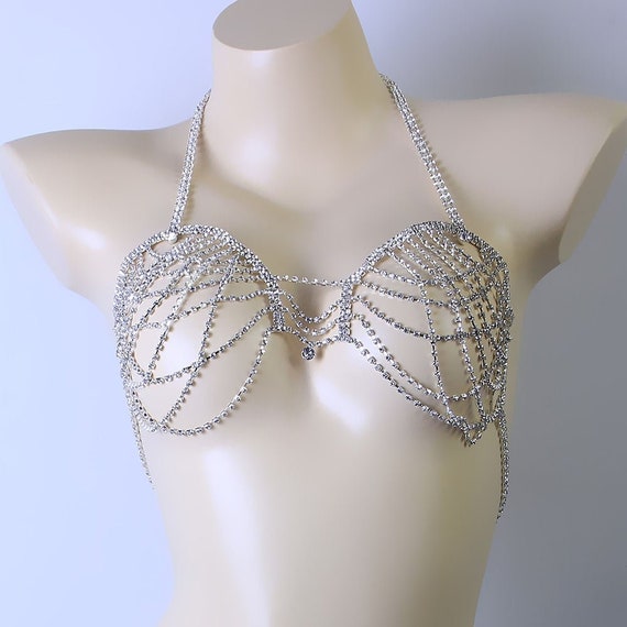 Body Chain Rhinestone Bra Panties Sets Women Bling Crystal Mesh Body Chain  Bikini Bra Lingerie Jewelry -  Canada