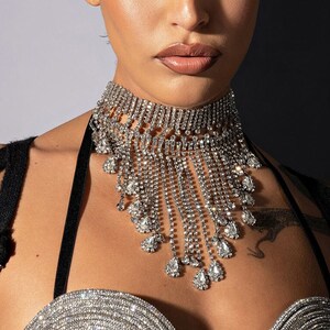 Water Drop Tassel Choker Necklace Jewelry Women Rhinestone Chain Choker ...