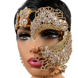 Exaggerated Fashion Rhinestone Mask For Halloween
