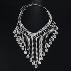 Water Drop Tassel Choker Necklace Jewelry Women Rhinestone Chain Choker ...