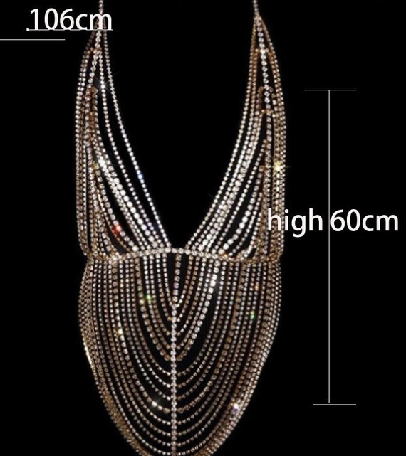 Rhinestone Chest Chain Harness Bra Necklace  Accessories Breast Jewelry -  Bling - Aliexpress