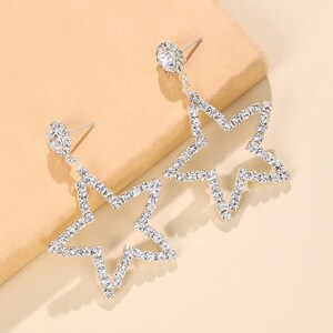 Pair Dangling Big Star Earrings Vintage for Women Piercing Pendant ...