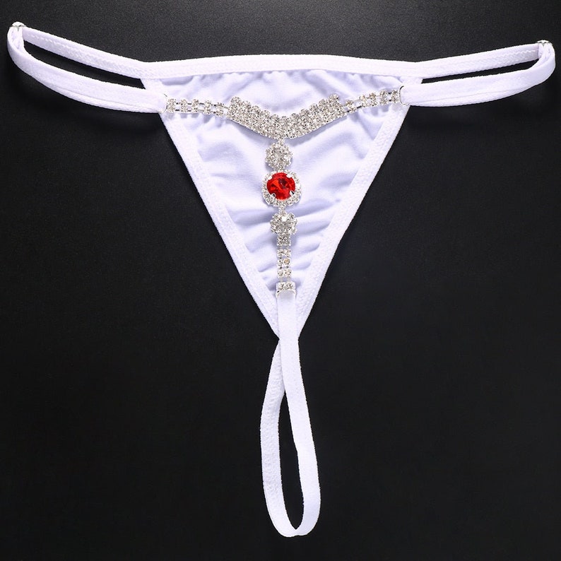 Red Crystal Thong Swimsuit Bikini Panties Lingerie for Women - Etsy