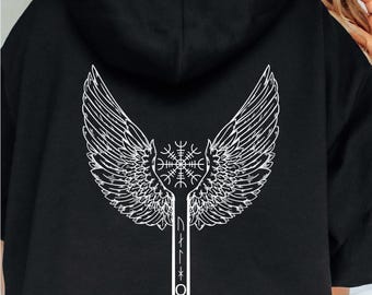 Valkyrie, Valkyrja Symbol, Valhalla, Younger Futhark, Hoodie, Norse, Pagan, Viking
