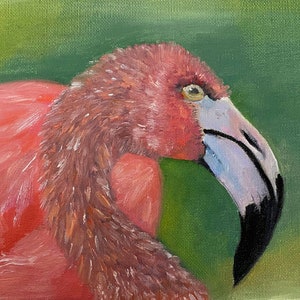 Original Oil Painting Flamingo