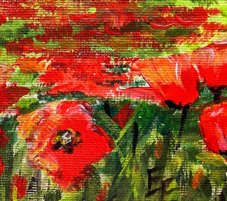 Landscape Tuscany Poppies Painting Original Art zdjęcie 10