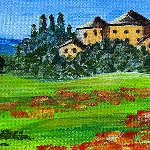 Landscape Tuscany Poppies Painting Original Art zdjęcie 8