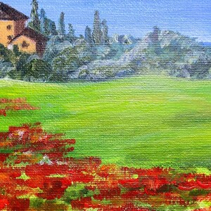 Landscape Tuscany Poppies Painting Original Art zdjęcie 9