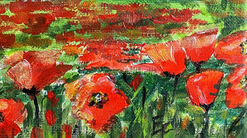 Landscape Tuscany Poppies Painting Original Art zdjęcie 6