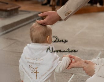 Lange blanc pour baptême - Lange blanc personnalisé - Lange pour baptême - Lange personnalisé - lange baptême personnalisé - enfant & adulte