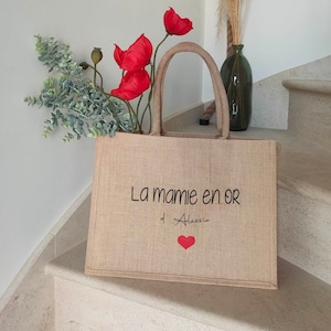 Personalized granny/mom bag - granny's day - Personalized granny burlap tote bag - Personalized mamie tote bag - Mom - Mamita