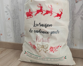 Grande hotte de Noël personnalisé - Hotte de Noël personnalisé - Hotte pour enfants - Hotte de noël - hotte personnalisé - hotte à cadeaux