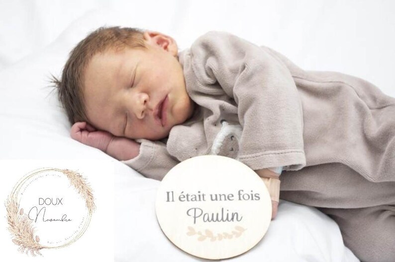 Carte Bienvenue bébé - Carte naissance - Carte présentation nouveau né - Carte bébé - Carte en bois personnalisé image 2