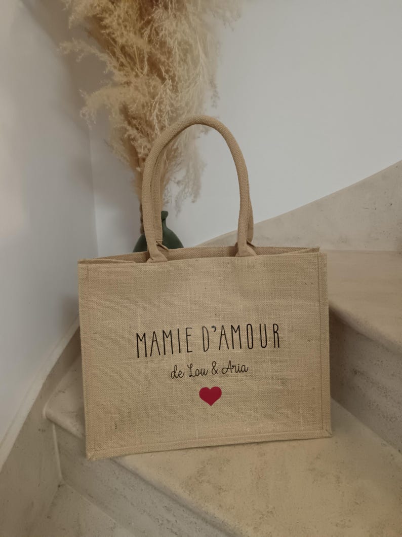 Personalized Grandma/Mom Bag - Grandparents' Day - Personalized Jute Tote Bag for Grandma - Personalized Tote Bag for Grandma - Mom - Mamita image 16