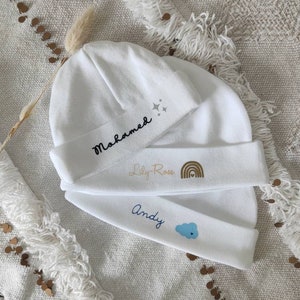 Bonnet de naissance personnalisé bonnet bébé personnalisé premier bonnet Bonnet 1 mois Bonnet bébé maternité Bild 4
