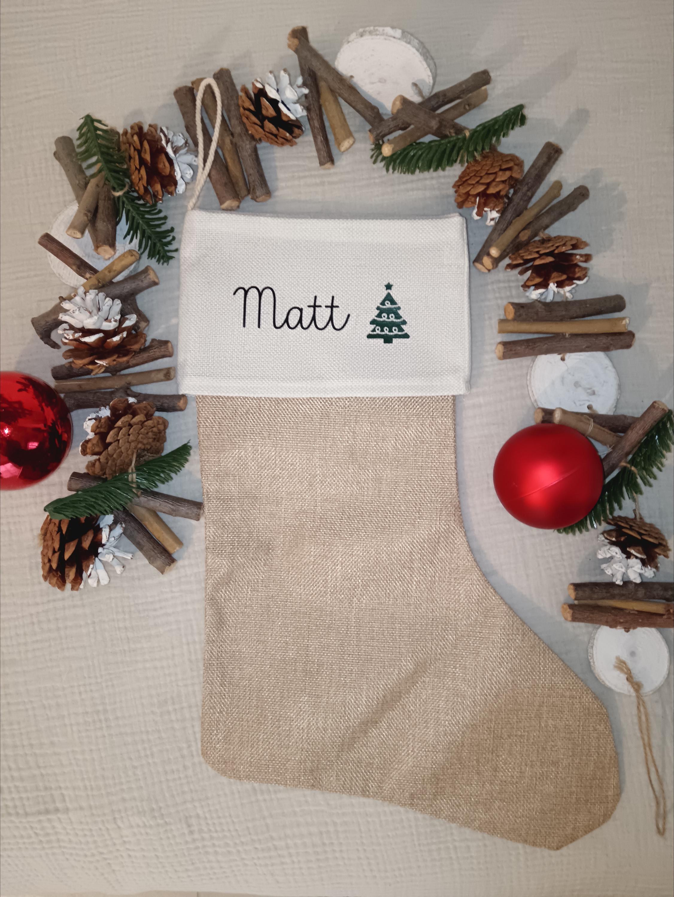 Chaussette De Noël Personnalisée Avec Prénom - Paillettes Brodées, 51 Cm - Pour Cheminée, Décoration, Cadeaux - 2