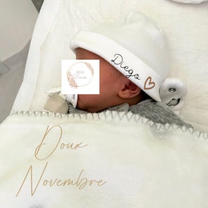 Bonnet de naissance personnalisé bonnet bébé personnalisé premier bonnet Bonnet 1 mois Bonnet bébé maternité image 2