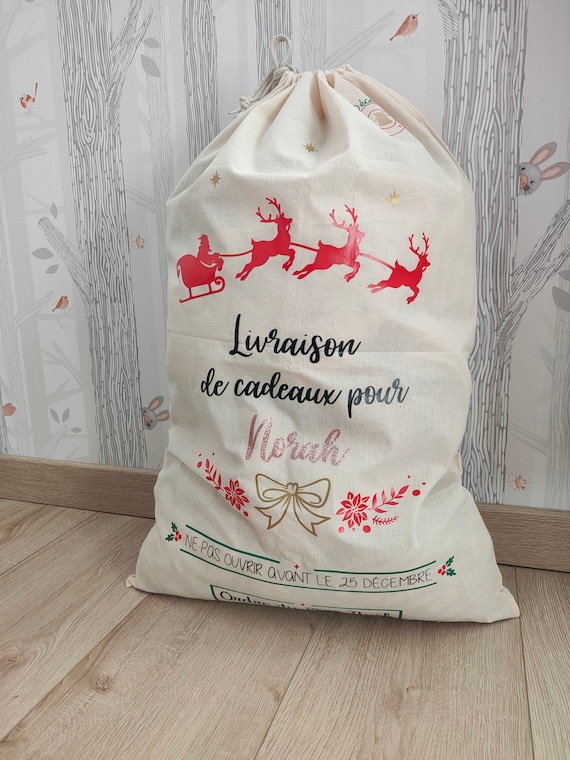 Grande hotte de Noël personnalisé - Hotte de Noël personnalisé - Hotte pour enfants - Hotte de noël - hotte personnalisé - hotte à cadeaux