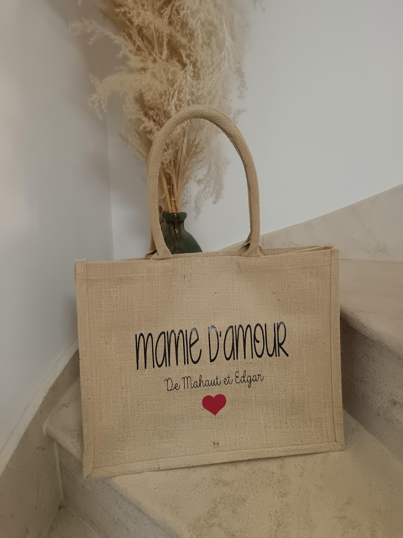 Personalized Grandma/Mom Bag - Grandparents' Day - Personalized Jute Tote Bag for Grandma - Personalized Tote Bag for Grandma - Mom - Mamita image 12