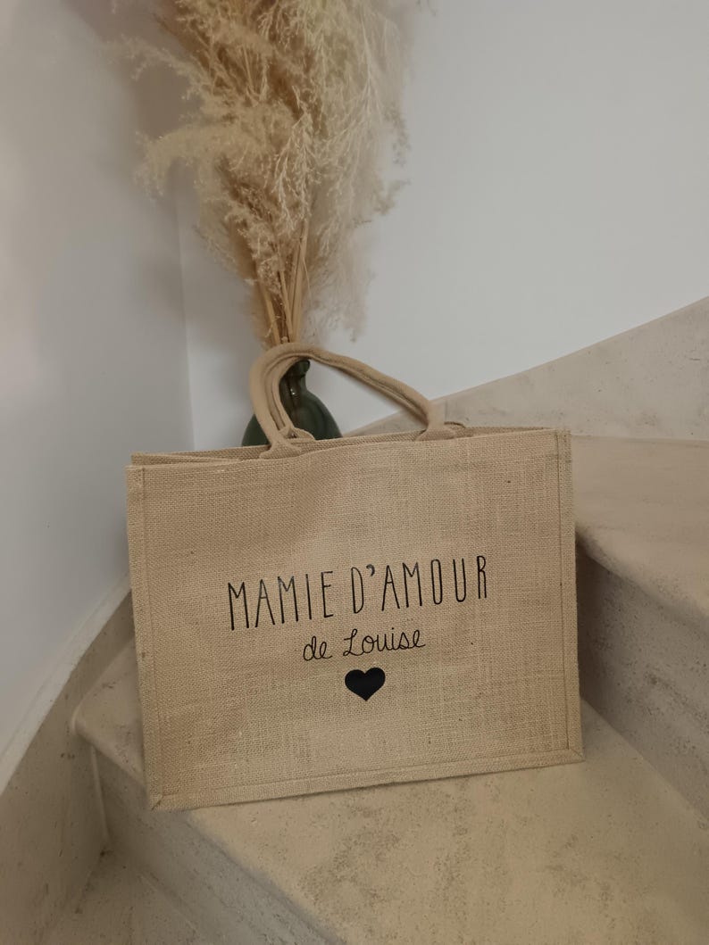 Personalized Grandma/Mom Bag - Grandparents' Day - Personalized Jute Tote Bag for Grandma - Personalized Tote Bag for Grandma - Mom - Mamita image 11