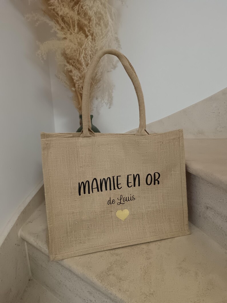 Personalized Grandma/Mom Bag - Grandparents' Day - Personalized Jute Tote Bag for Grandma - Personalized Tote Bag for Grandma - Mom - Mamita image 13