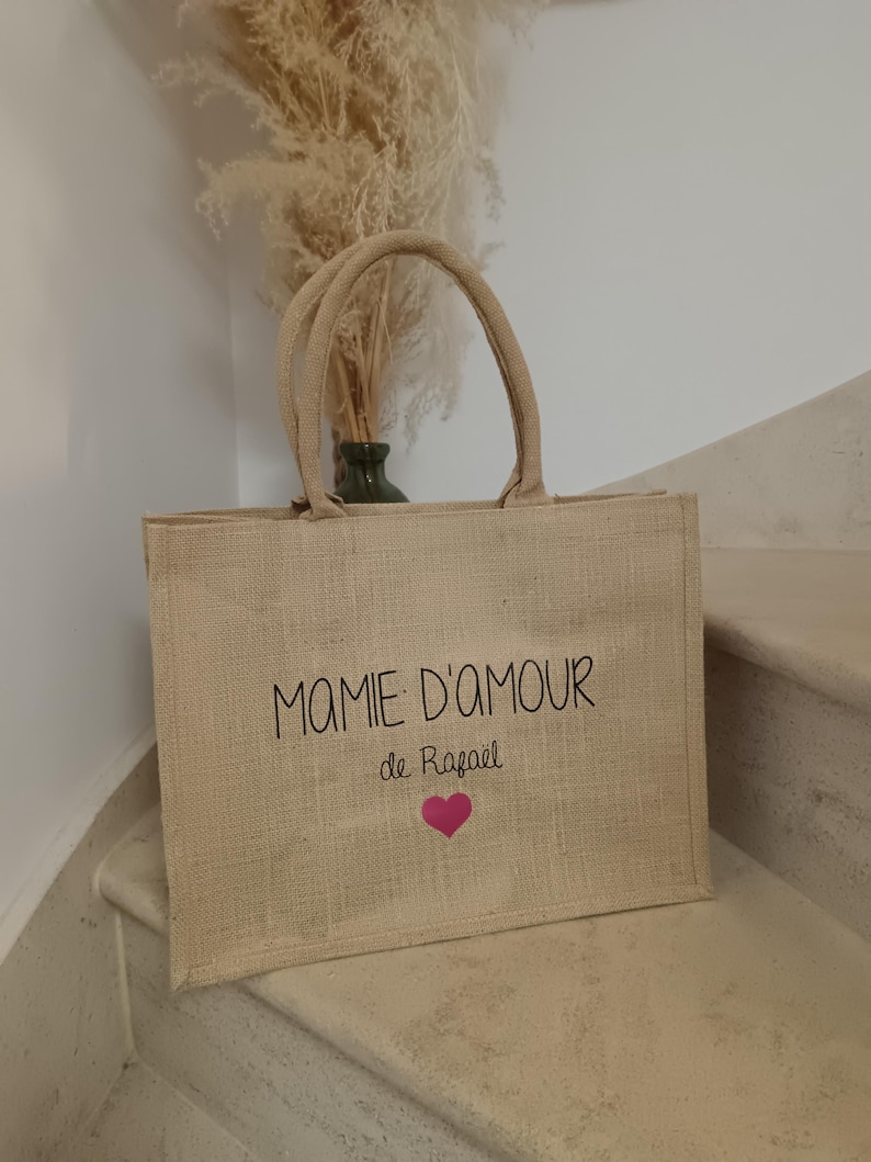 Personalized Grandma/Mom Bag - Grandparents' Day - Personalized Jute Tote Bag for Grandma - Personalized Tote Bag for Grandma - Mom - Mamita image 14