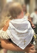 White swaddle for baptism - Personalized white swaddle - Swaddle for baptism - Personalized swaddle - personalized baptism swaddle - child & adult product logo