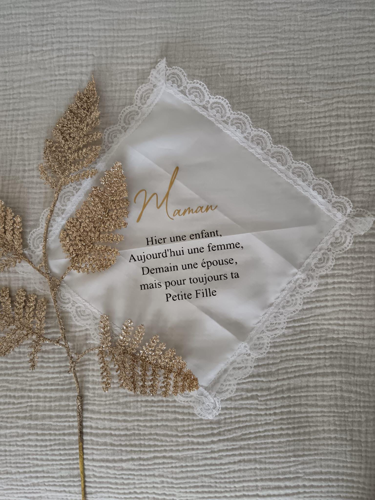Mouchoirs De Mariage Happy Tears - Lot De 50 En Coton - Cadeau Souvenir Pour Invités - Blanc/Noir 25x25cm