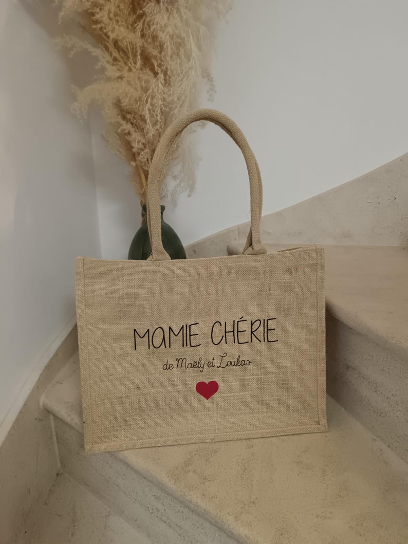 Personalized Grandma/Mom Bag - Grandparents' Day - Personalized Jute Tote Bag for Grandma - Personalized Tote Bag for Grandma - Mom - Mamita image 15