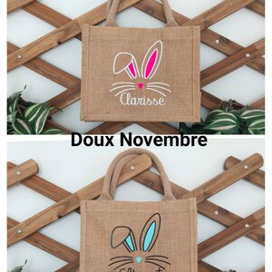 Sac de Pâques personnalisé, Panier de Pâques pour enfants, Sac en toile de jute, Oeufs de Pâques, Pâques image 7