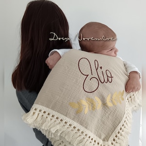 Gepersonaliseerde katoenen gaasdeken - Gepersonaliseerde deken - Lichtgewicht babydeken - Baby inbakerdoek - Gepersonaliseerd