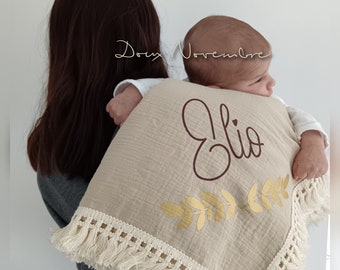 Personalized cotton gauze blanket - Personalized blanket - Lightweight baby blanket - Baby swaddle - Personalized