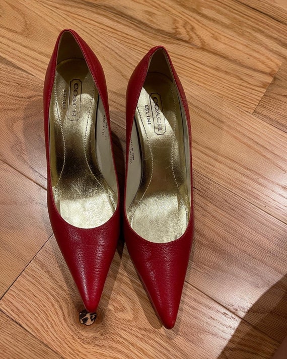 Vintage Red Coach Shoes Made in Italy Size 8B Leather Upper Etsy