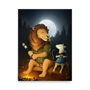 Lion and the Lamb - Illustrated Poster Print